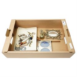 Quantity of small collectable items including double photograph frame, oval bevelled glass...