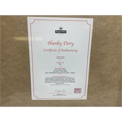 Set of three Royal Mail David Bowie limited edition album stamp prints, comprising  Ziggy Stardust Tour, Hunky Dory and Earthling, all framed and in original packaging, H43cm W43cm