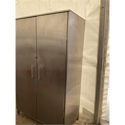 Large stainless steel cabinet, fitted with shelving/meat hanging. Can be used in walk-in fridges - THIS LOT IS TO BE COLLECTED BY APPOINTMENT FROM DUGGLEBY STORAGE, GREAT HILL, EASTFIELD, SCARBOROUGH, YO11 3TX