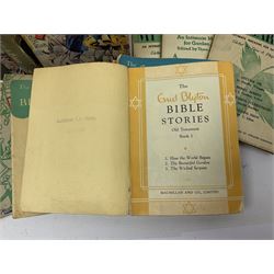 Collection of children's books, annuals and similar, including Enid Blyton; Bible Stories, full set of fourteen, Macmillan and Co 1955, Anthony Buckeridge; Rex Milligan Reporting, first edition Lutterworth Press 1961 and Rex Milligan Raises the Roof, second impression Lutterworth Press, 1956, apt. W.E Johns; Kings of Space, Biggles Follows on, Biggles Learns to Fly, Comrades in Arms, thee copies of My Garden an Intimate Magazine for Garden Lovers etc (29)