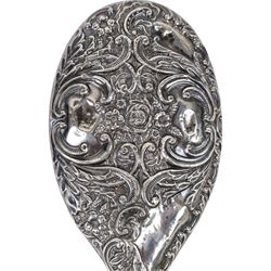 Silver mounted dressing table mirror, together with six silver handled knives, all hallmarked 