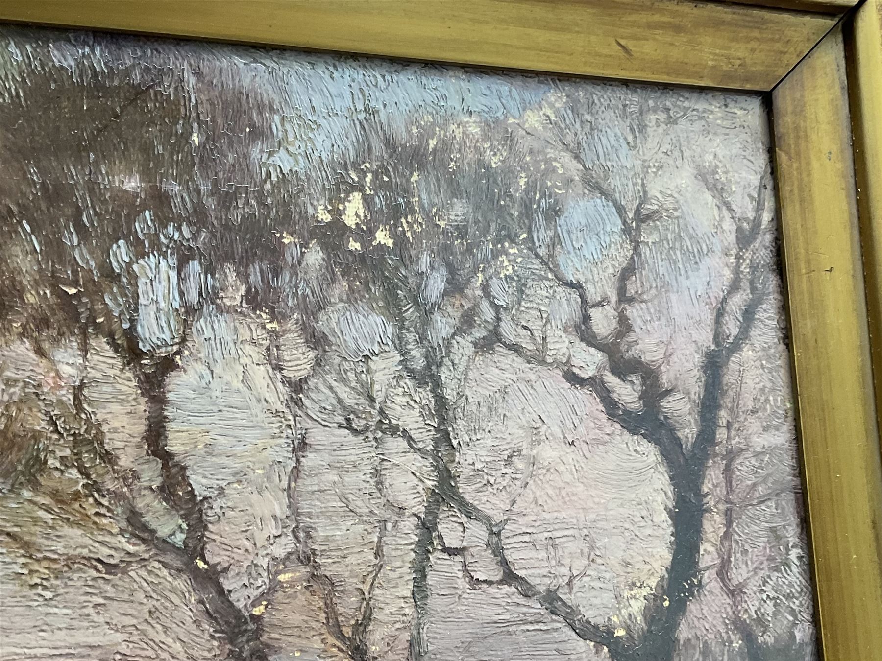 English School (20th century): Horse and Rider at Sunset, oil on canvas unsigned 24cm x 35cm