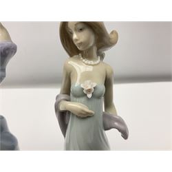 Three Lladro figures of ladies comprising 'The Flirt' model no 5789, 'Ingenue' model no 5487 and 'Carefree' model no 5790, all with boxes