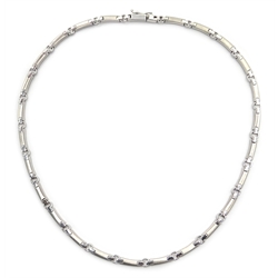  9ct white gold ingot chain link chain necklace, hallmarked  