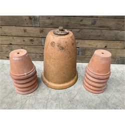Yorkshire Flower Pots - Terracotta rhubarb forcer (H49cm, D40cm) and ten Sankey terracota plant pots (H17cm, D20cm)