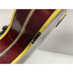 American Gretsch Super Chet semi-acoustic guitar, 1960s/70s, with 'pots' on scratch plate, serial no.5 2071, L111cm overall;  in original hard carrying case  