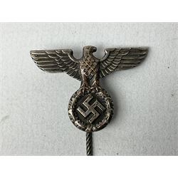 Nine WW2 German lapel pins including five Infantry Assault, Tank Assault etc 
