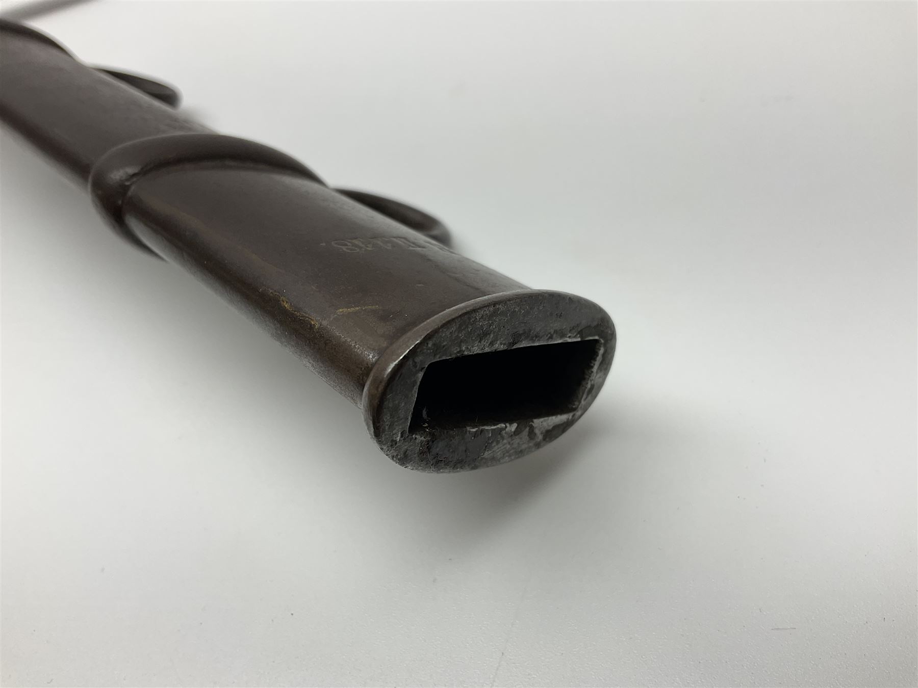 19th Century German (Saxony) Cavalry Sword, the 90.5cm single edge curved steel blade with narrow fuller to the back edge at each side, engraved with a crowned AR monogram and coat of arms, stamped with crowned AR, the back edge engraved C.v Keller im Solingen 1862, the brass half basket hilt with three flat curved bars, applied badge missing, marked G.R. 4, with ribbed leather covered grip and leather finger strap; in steel scabbard with two fixed suspension rings to one side and stamped G.R. II 118; L109.5cm overall