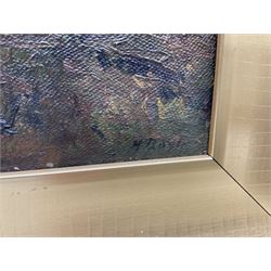 Herbert F Royle (British 1870-1958): Hilltop Barn with Sheep Grazing, oil on canvas signed 45cm x 45cm