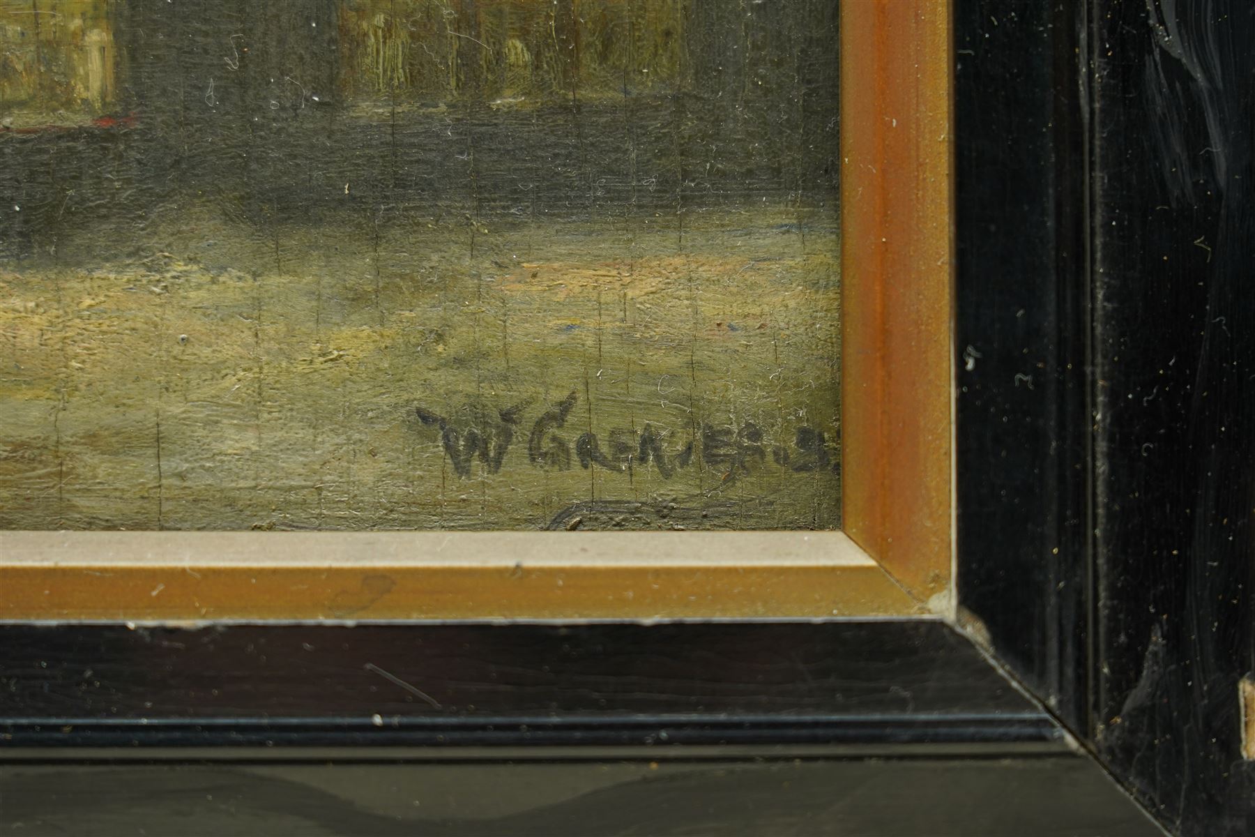 William Greaves (British 1852-1938): Moonlit Town Street in Winter, oil on panel signed 18cm x 23cm