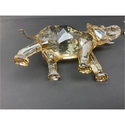 Swarovski Crystal, Asian elephants, Cinta designed by Elisabeth Adamer, comprising adult, calf and two certificates, adult H11cm