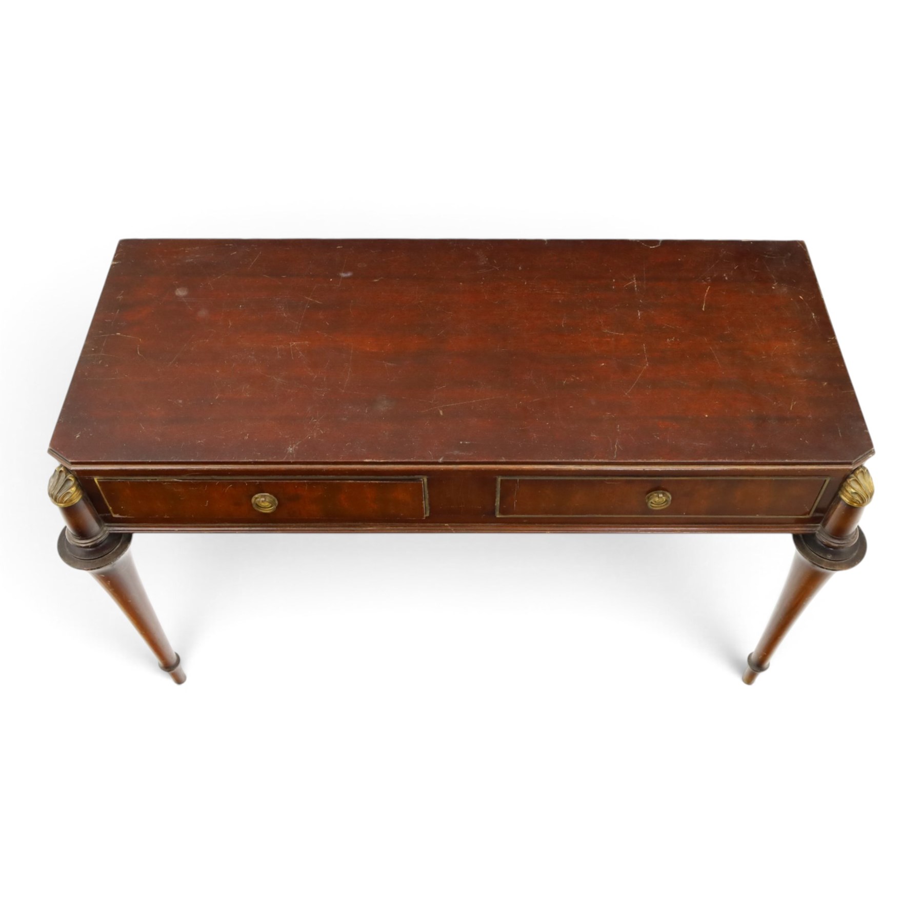Mahogany cased canteen of Solingen cutlery, raised upon turned legs