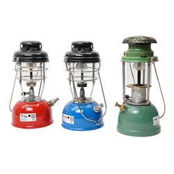 Bialaddin pressure paraffin lamp Model 310 and four Tilley pressure lamps