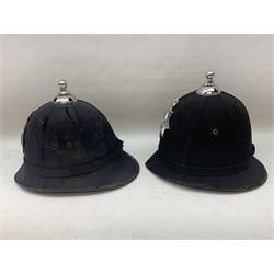 Hull City Police - helmet with king's crown night plate; two further ball-top helmets with Queen's crown plates; and a peaked cap (4)