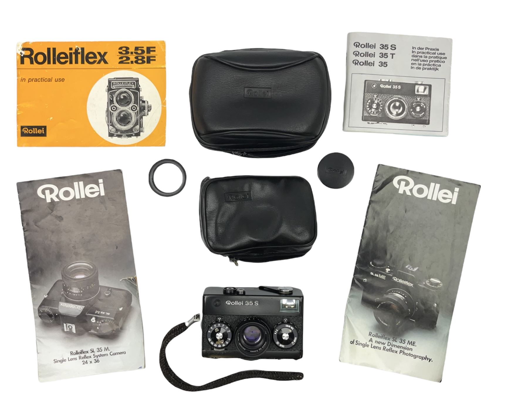 Rollei 35 S Compact Camera, black, with 'Rollei HFT 40mm f/2.8 Sonnar' lens, in leather case
