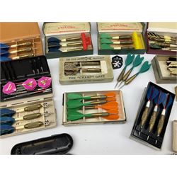 Nineteen sets of dartboard darts by Unicorn, Jim Pike, 'One-o-One', Farebrother etc, with various flights, shafts, styles and weights; predominantly boxed