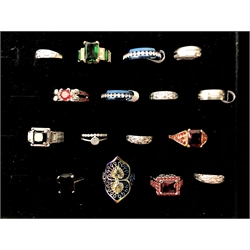  Large collection of contemporary stone set rings, twelve stamped 925 or sil (76)  