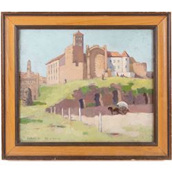 Francis Wilson (Scottish 1876-1957): 'Temple of Venus de Roma', oil on canvas board signed, titled verso 28cm x 34cm