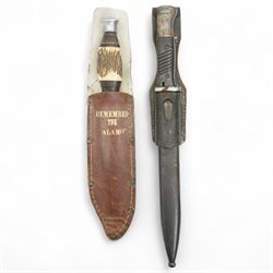German WWII Mauser bayonet stamped AWS with scales, the leather frog marked Leipzig 1942 a...