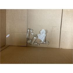 Pair of Marks and Spencer adjustable wall lights, together with a glass chandelier