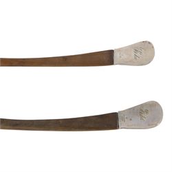 Simons Brothers, Philadelphia PA., circa 1880, American Arts and Crafts silver topped tureen salad servers, with silver with repousse decoration depicting a rabbit in long grass, the reverse marked Eda, marked sterling 1706 bearing makers mark for Simons Brothers   