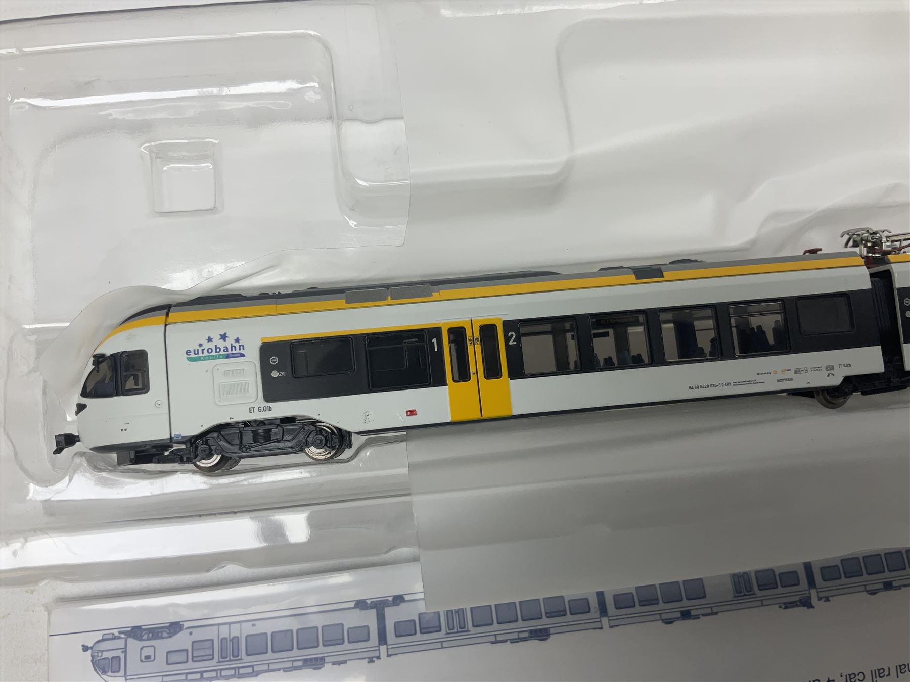 Bachmann Liliput 'N' gauge - two Regionaltriebwagen FLIRT four-car trains for Eurobahn and Seehas; both boxed (2)