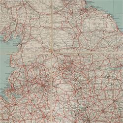 William G Nutland (British Military 20th century): Nuclear War Town Exit Plan Map: Civil Defence and Government Continuity in the Event of a Nuclear Attack on the UK, mid-20th century printed twenty-four sectional map with hand-colouring based upon the OS maps with sanction of the Controller of H.M. Stationery Office, circa 1950s or 1960s as part of a contingency during the Cold War 72cm x 100cm (unframed)