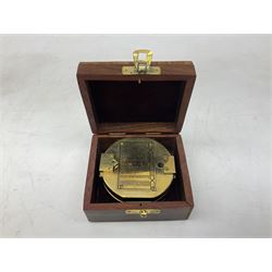 Brass compass marked Stanley London, in wood case