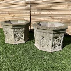 Pair of cast stone octagonal garden planters  - THIS LOT IS TO BE COLLECTED BY APPOINTMENT FROM DUGGLEBY STORAGE, GREAT HILL, EASTFIELD, SCARBOROUGH, YO11 3TX