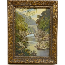  Arch Stone Bridge, oil on canvas signed by George Melvin Rennie (Scottish 1874-1953) 35cm x 25cm    