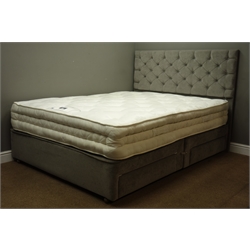  Beavers of Whitby Pearl 5' Kingsize divan bed, sprung base with storage drawers complete with headboard - 1 year old  