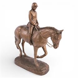 Austin Sculpture bronzed resin modelled as a woman on horseback, together with Darlington decanter, pair of candlestick and other collectables  