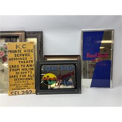 Collection of framed advertising signs, including Captain morgan jamaican rum, M&R Quality ales, framed mirrors, etc    