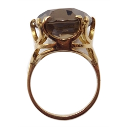  Large 9ct gold smokey quartz ring  