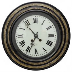 French- 19th century 8-day wall clock with an octagonal ebonised case with a 15” circular ...