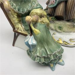 Two Royal Doulton figures, Buttercup HN2309 and Ascot HN2356, together with Capodimonte figure Hussar and His Lady 