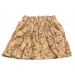 Zoffany - pair thermal lined and pleated curtains in floral fabric (W100cm, H120cm), and a single curtain (W120cm, H290cm), (3 curtains total, width at pleat)