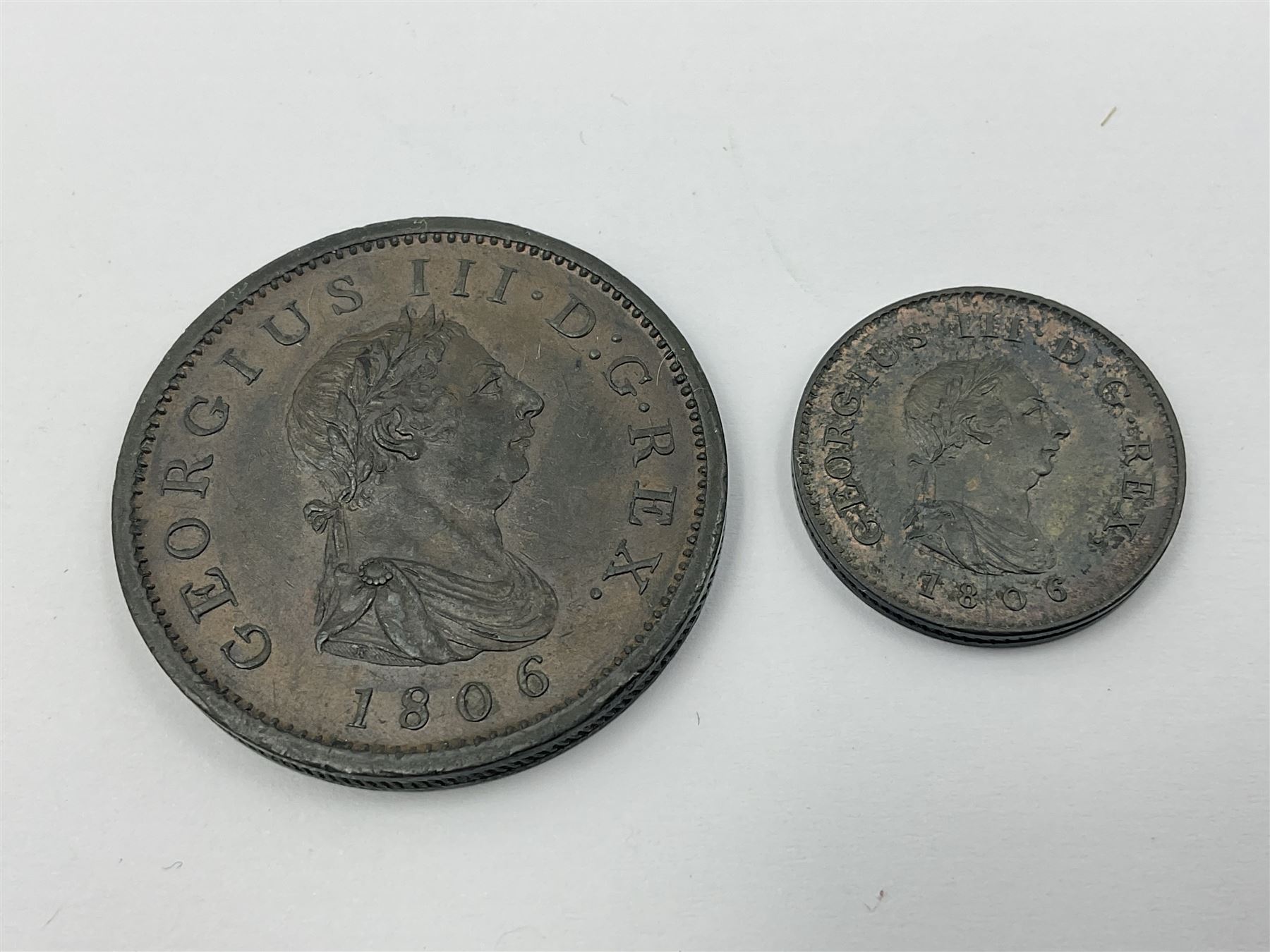 George III 1806 penny and halfpenny coins