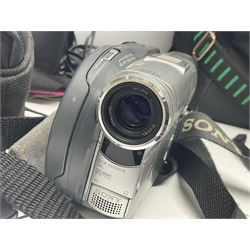 Nikon Coolpix 8700 camera, Sony video camera and Chinon CM-4 camera, with various accessories etc