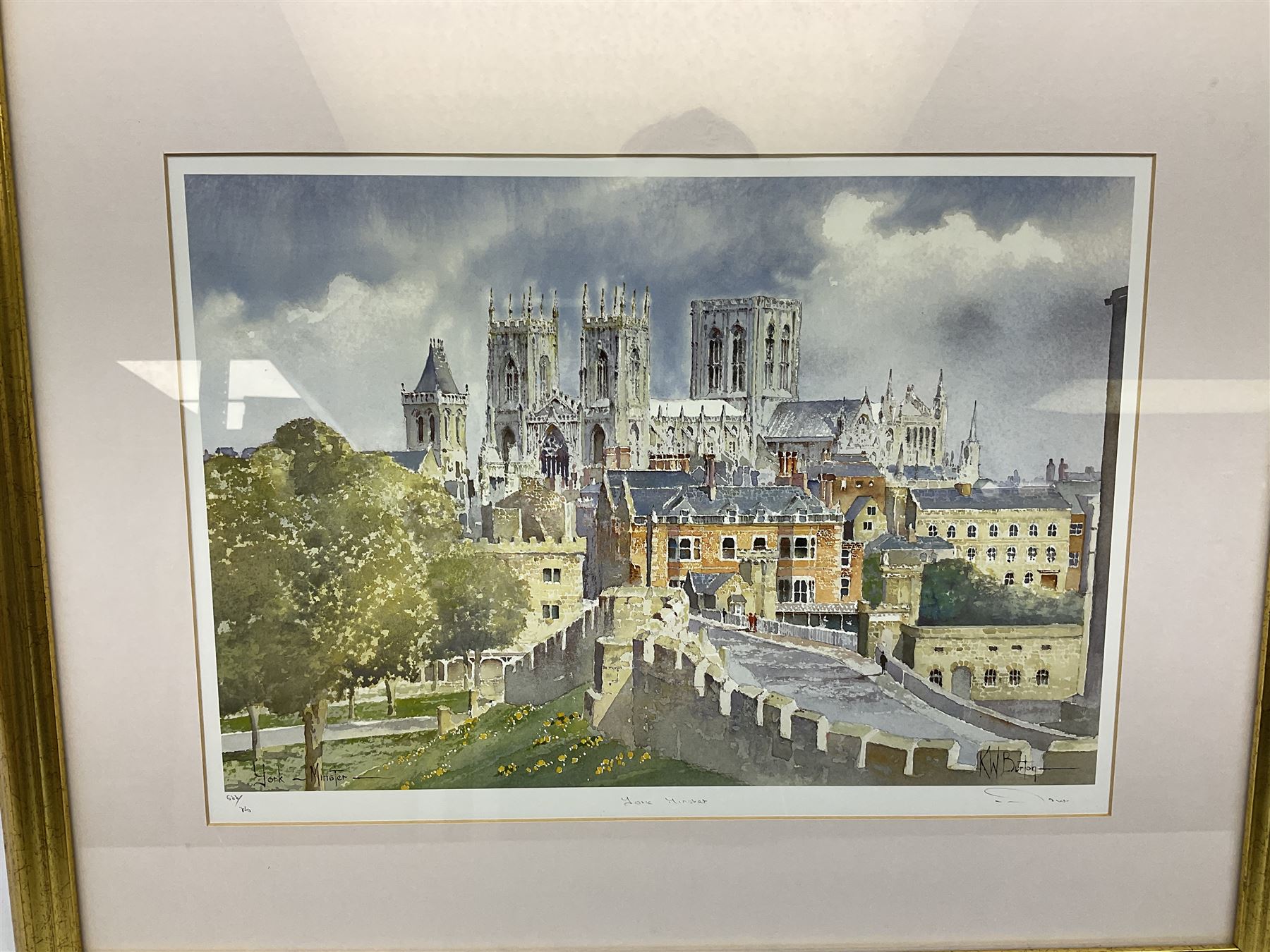 After Ken Burton (northern British 20th century); 'Scarborough Yorkshire' and 'York Minster', pair limited edition colour prints signed in pencil (2)