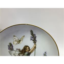 Four Royal Doulton Images figures comprising 'Happy Anniversary', 'Wedding Day', 'Congratulations' and 'Carefree', together with a set of three Heinrich collectors plates depicting Fairies.