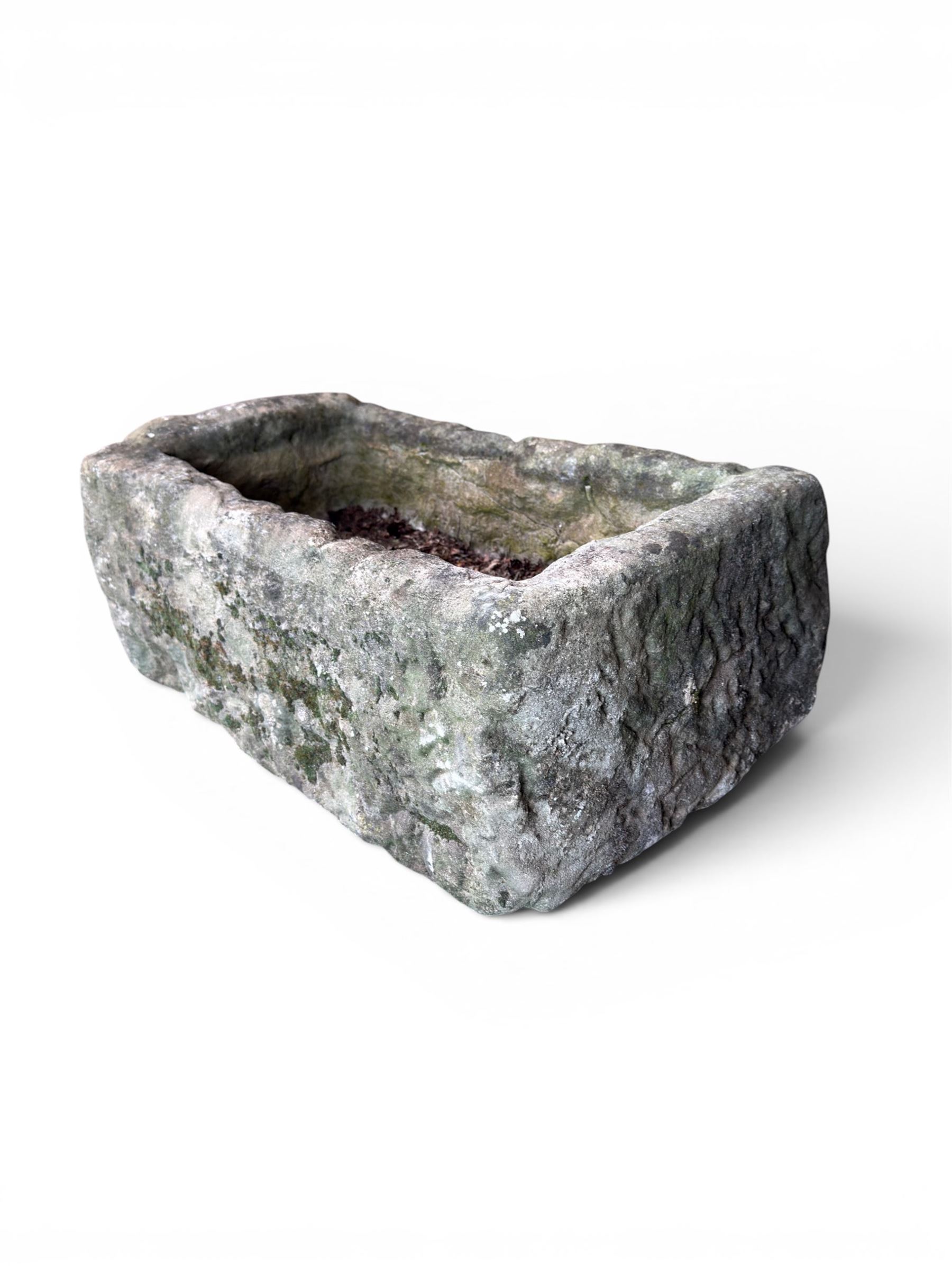 18th century hewn stone rectangular planter