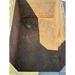 Large galvanised steel tank or planter of riveted construction. L122cm, 60cm x 60cm.  - COLLECTION BY APPOINTMENT FROM: The White House, Thirsk Road, Easingwold, York, YO61 3NF - CALL 01723 507111 TO ARRANGE