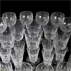 Waterford Lismore glassware for six covers, comprising hock glasses, wine glasses, tumblers and sherry glasses