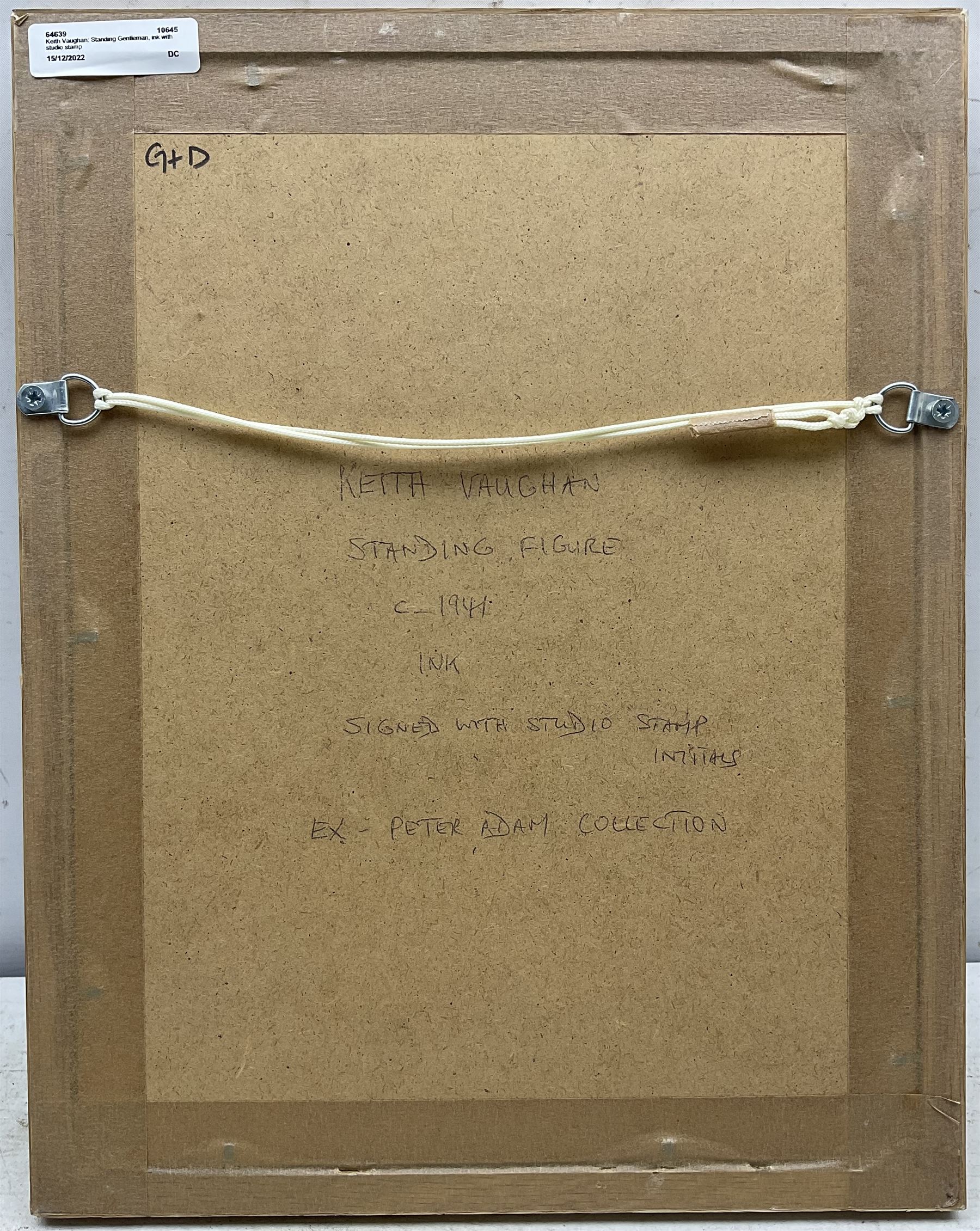 John Keith Vaughan (British 1912-1977): 'Standing Figure', ink sketch c.1941 with studio stamp 18.5cm x 10.5cm