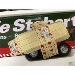 Eddie Stobart - three models relating to Eddie Stobart vehicles comprising 20167 DAF XF Radio Controlled 1:18 scale model; Corgi - CC15508 Hauliers of Renown Volvo F10 Curtainside 1:50 scale model, and TY87001 DAF ‘95 Curtainside Trailer 1:64 scale; all boxed (3)