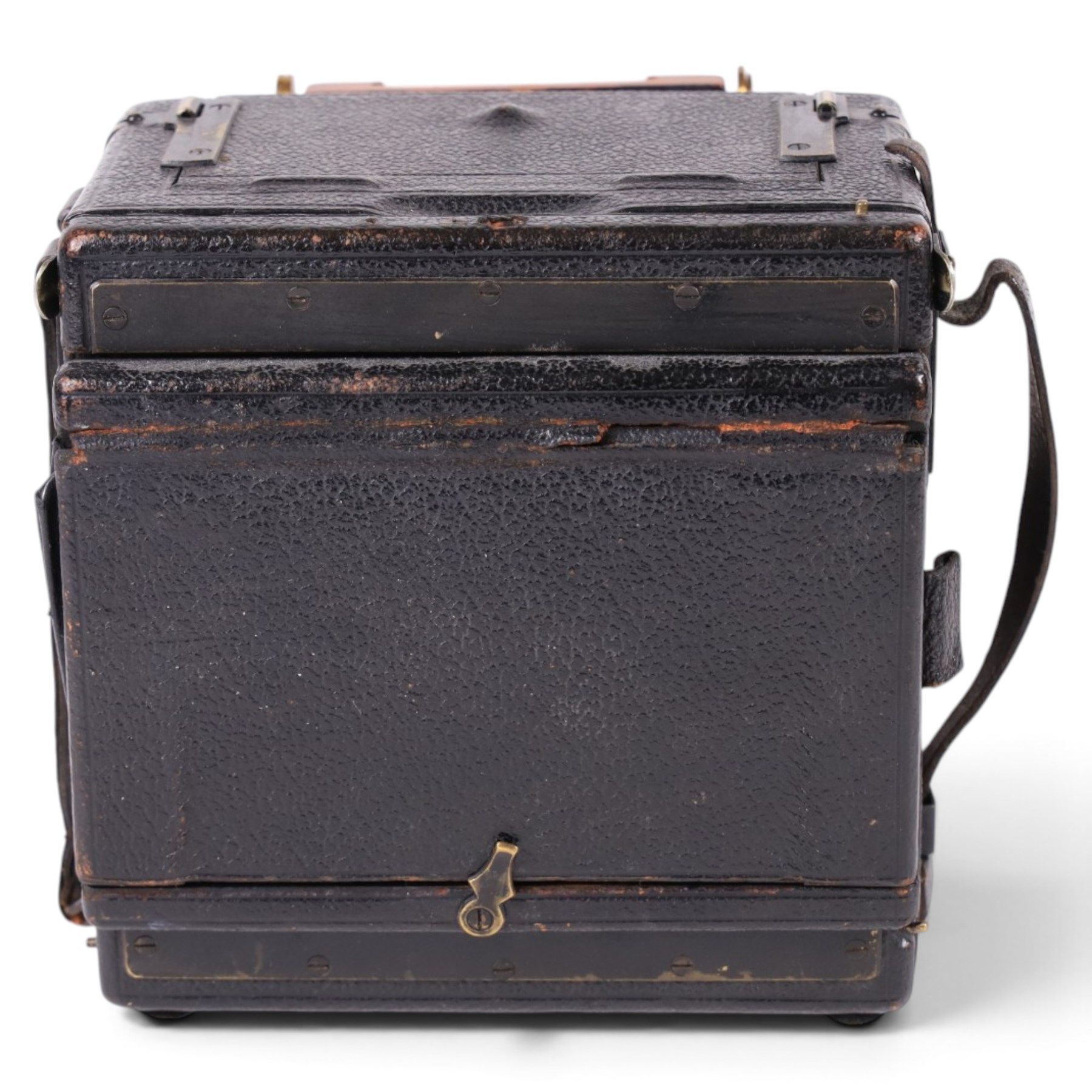 The Sanderson Camera, mahogany and brass plate camera, featuring ivorine name plaques, with Compur DRG DRGM lens, serial no. 258646