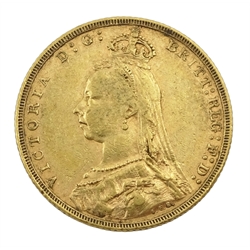 Queen Victoria 1891 gold full sovereign coin, Melbourne mint