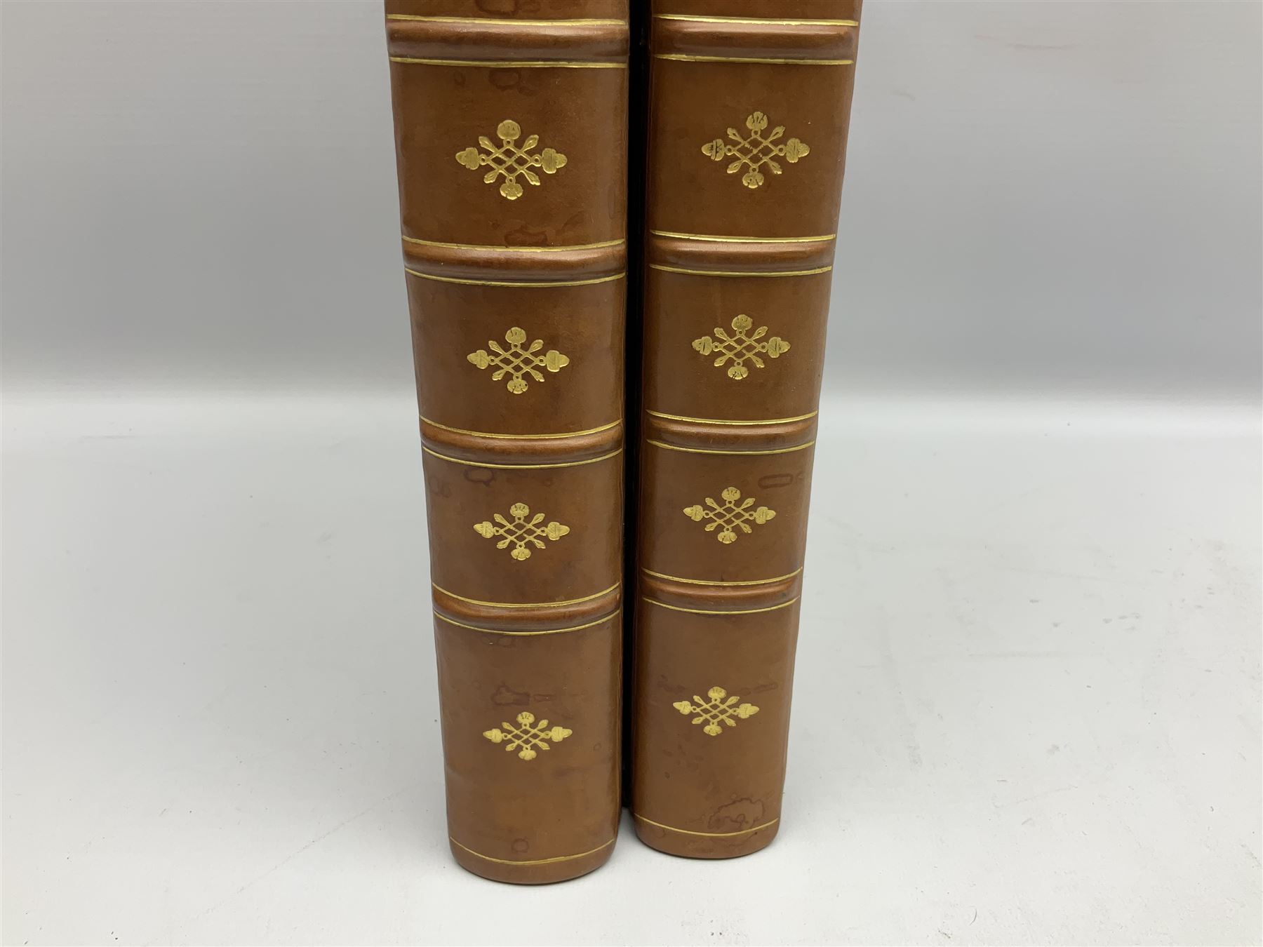 Nisbet Alexander: A System of Heraldry Speculative and Practical with the True Art of Blazon According to the Most approved Heralds in Europe[...], R. Fleming, Edinburgh, 1722, 1742, 2 vols, engraved plates, full calf binding re-backed using original boards 
