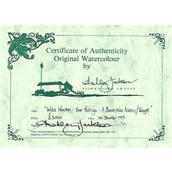 Ashley Jackson (Yorkshire 1940-): 'Wold Newton - East Ridings', watercolour signed, titled on accompanying certificate of authenticity 41cm x 55cm
Provenance: Purchased directly from the artist as part of his TV series 'A Brush with Ashley'